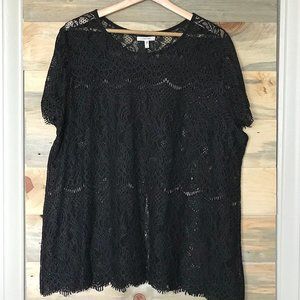 Maurices Lace Black Short Sleeve Top Plus Size‎ 3